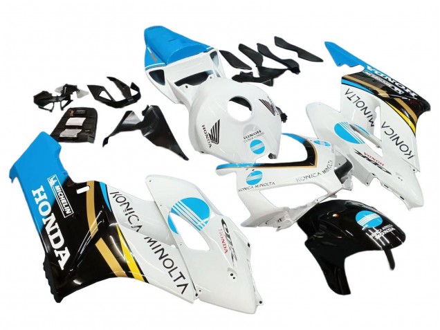 2004-2005 Honda CBR1000RR Motorcycle Fairings - White Light Blue Yellow Black Konica Minolta Australia for Sale