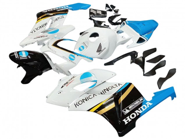 2004-2005 Honda CBR1000RR Motorcycle Fairings - White Light Blue Yellow Black Konica Minolta Australia for Sale