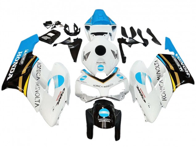 2004-2005 Honda CBR1000RR Motorcycle Fairings - White Light Blue Yellow Black Konica Minolta Australia for Sale
