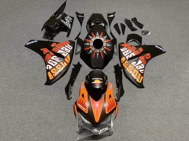 2008-2011 Honda CBR1000RR Motorcycle Fairings - Matte Black Orange Repsol Rossi Australia for Sale