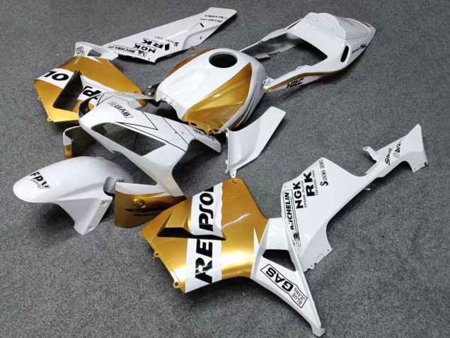 2003-2004 Honda CBR600RR Motorcycle Fairings - White Gold Black Repsol Australia for Sale