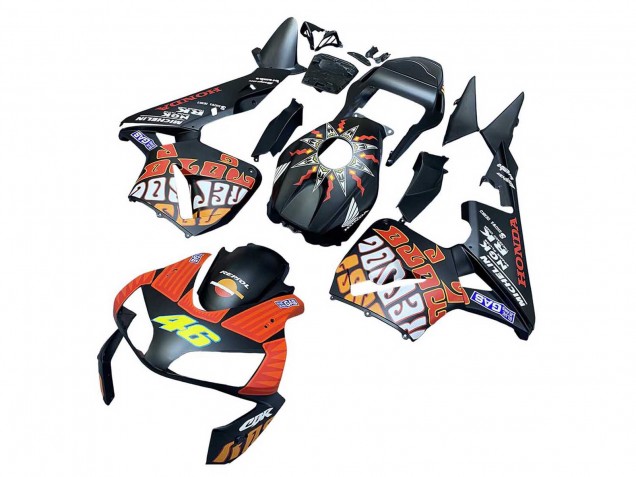 2003-2004 Honda CBR600RR Motorcycle Fairings - Matte Black Orange Repsol Rossi 46 Australia for Sale