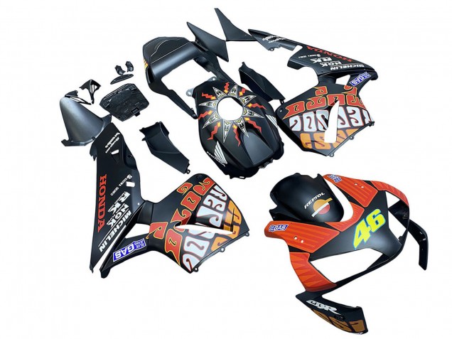 2003-2004 Honda CBR600RR Motorcycle Fairings - Matte Black Orange Repsol Rossi 46 Australia for Sale