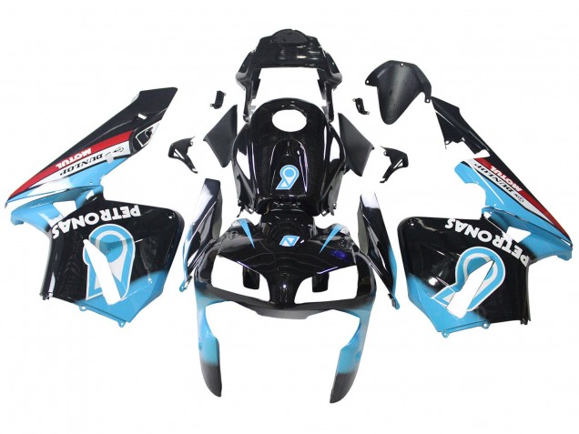 2003-2004 Honda CBR600RR Motorcycle Fairings - Light Blue Red Glossy Black Dunlop Australia for Sale
