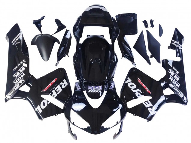 2003-2004 Honda CBR600RR Motorcycle Fairings - Glossy Black White Repsol Australia for Sale