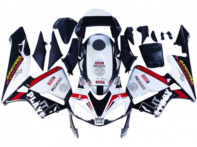 2003-2004 Honda CBR600RR Motorcycle Fairings - White Red Glossy Black DENSO Rimont Australia for Sale