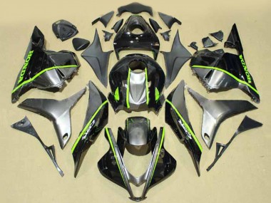 2009-2012 Honda CBR600RR Motorcycle Fairings - Silver Glossy Black with Fluorescent Green Lines Australia for Sale