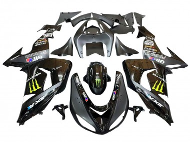 2006-2007 Kawasaki ZX10R Motorcycle Fairings - Grey Yellow Glossy Black Monster Elf Australia for Sale