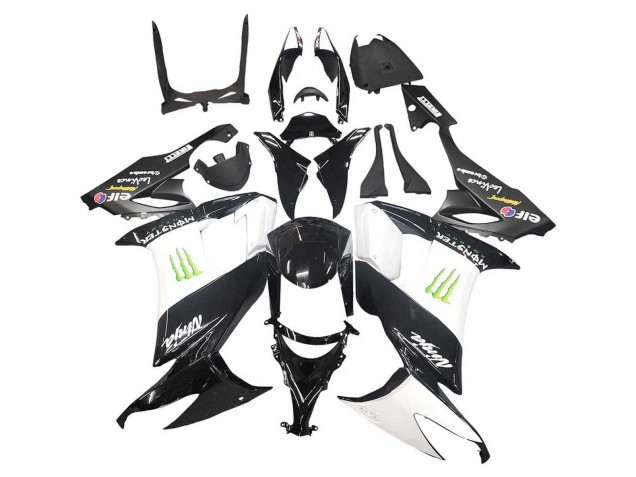 2008-2010 Kawasaki ZX10R Motorcycle Fairings - Glossy Black White Green Monster Elf Australia for Sale