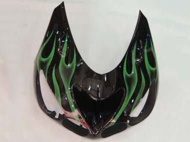 2006-2011 Kawasaki ZX14R ZZR1400 Motorcycle Fairing - Glossy Black Green Flame Australia for Sale