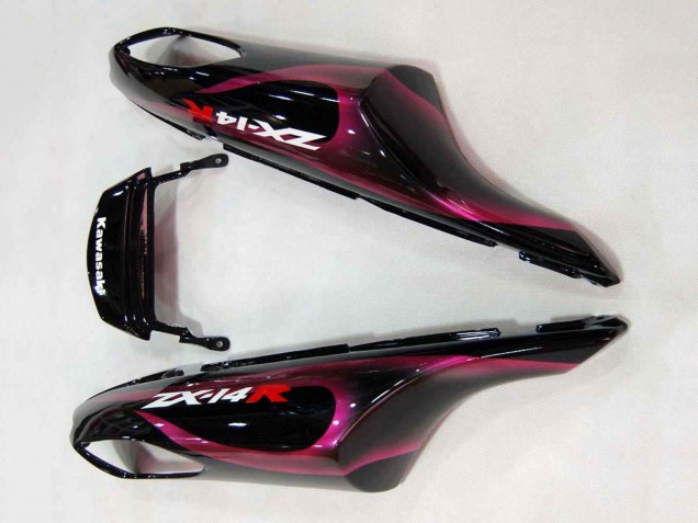 2006-2011 Kawasaki ZX14R ZZR1400 Motorcycle Fairings - Glossy Black Red Pink Flame Australia for Sale