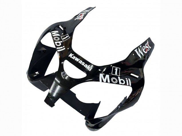 2000-2002 Kawasaki ZX6R Motorcycle Fairings - Glossy Black White West Michelin Australia for Sale