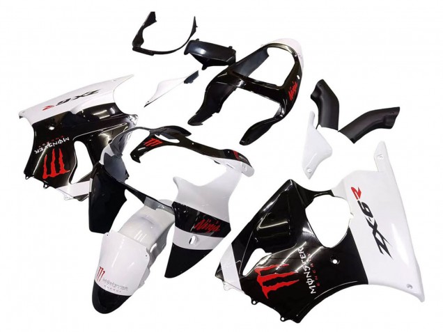 2000-2002 Kawasaki ZX6R Motorcycle Fairings - White Black Red Monster Australia for Sale
