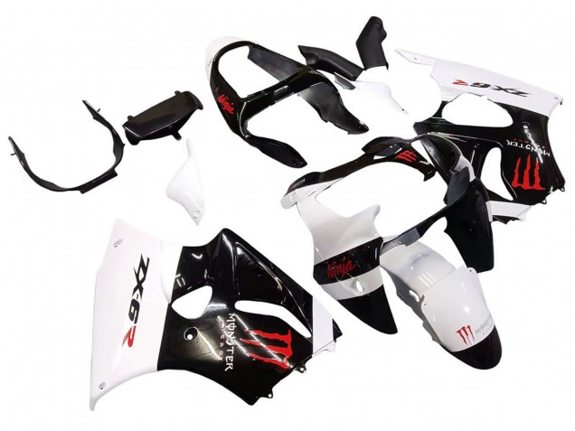2000-2002 Kawasaki ZX6R Motorcycle Fairings - White Black Red Monster Australia for Sale