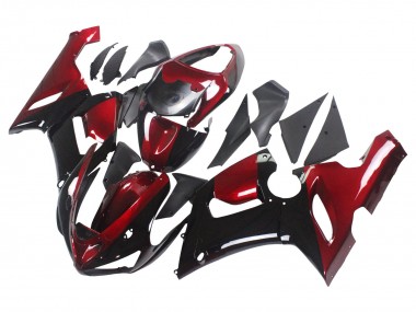 2005-2006 Kawasaki ZX6R Motorcycle Fairing - Red Glossy Black Australia for Sale
