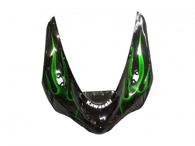 2005-2006 Kawasaki ZX6R Motorcycle Fairing - Glossy Black Green Flame Australia for Sale
