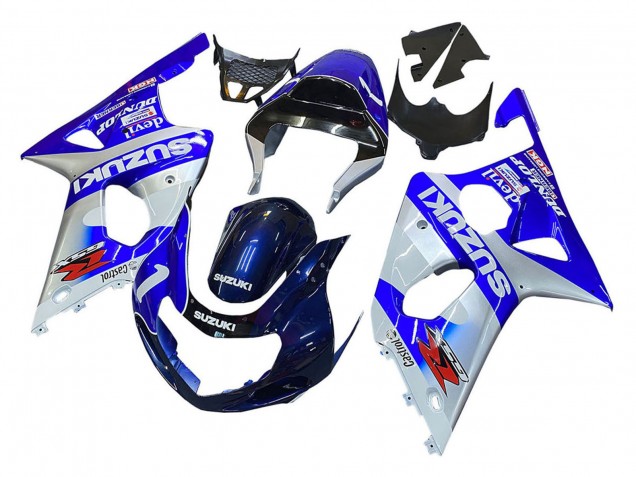 2000-2002 Suzuki GSXR1000 Motorcycle Fairings - Blue White Silver Castrol Dunlop Australia for Sale
