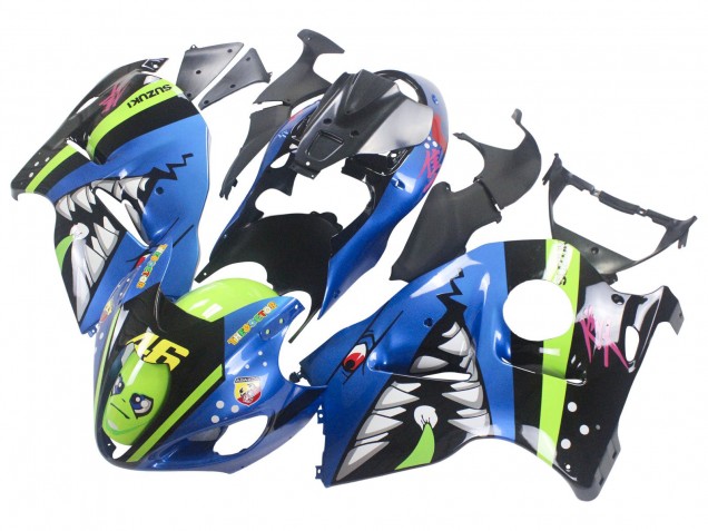 1996-2007 Suzuki GSXR 1300 Hayabusa Motorcycle Fairings - Blue Green Shark 46 Australia for Sale