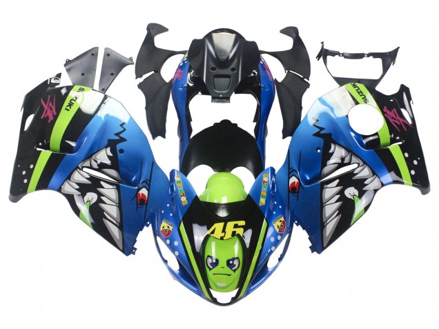 1996-2007 Suzuki GSXR 1300 Hayabusa Motorcycle Fairings - Blue Green Shark 46 Australia for Sale