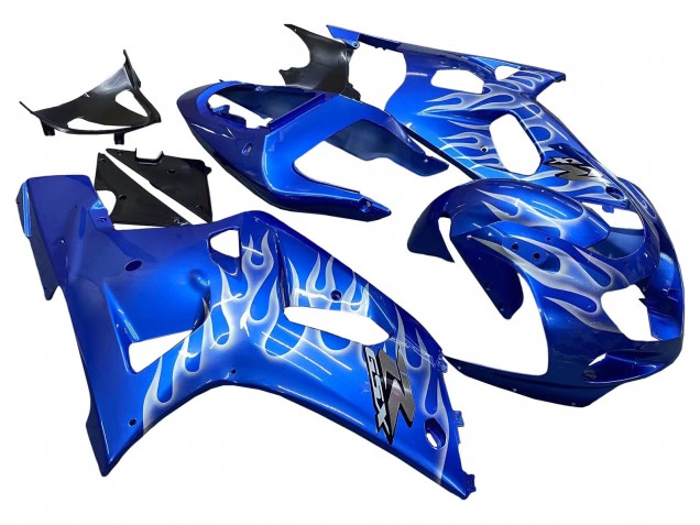 2001-2003 Suzuki GSXR 600 / GSXR 750 Motorcycle Fairings - Blue with White Flame Australia for Sale