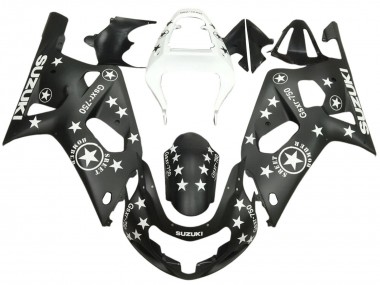 2001-2003 Suzuki GSXR 600 / GSXR 750 Motorcycle Fairings - Glossy Black White Star Australia for Sale
