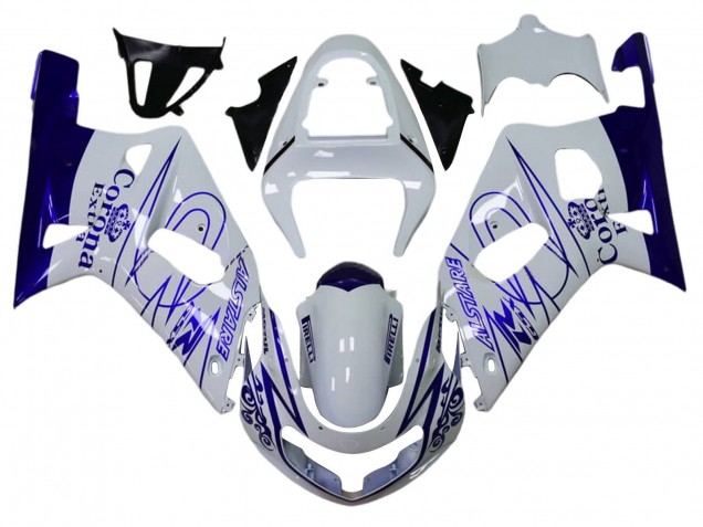2001-2003 Suzuki GSXR 600 / GSXR 750 Motorcycle Fairings - White Blue Corona Alstare Australia for Sale
