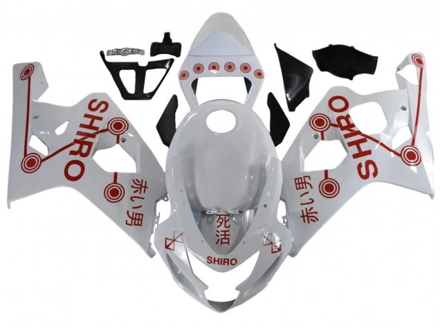2001-2003 Suzuki GSXR 600 / GSXR 750 Motorcycle Fairings - White Red Shiro Australia for Sale