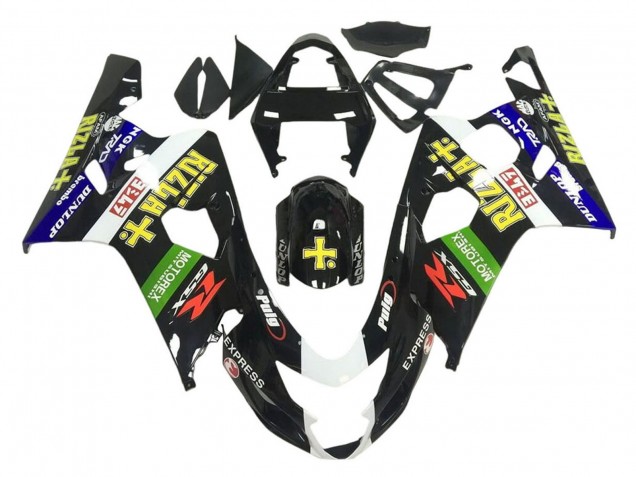 2001-2003 Suzuki GSXR 600 / GSXR 750 Motorcycle Fairings - Glossy Black Green White Yellow Rizla Australia for Sale