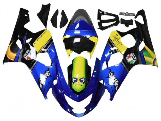 2004-2005 Suzuki GSXR 600 / GSXR 750 Motorcycle Fairings - Blue Yellow Black Shark Australia for Sale