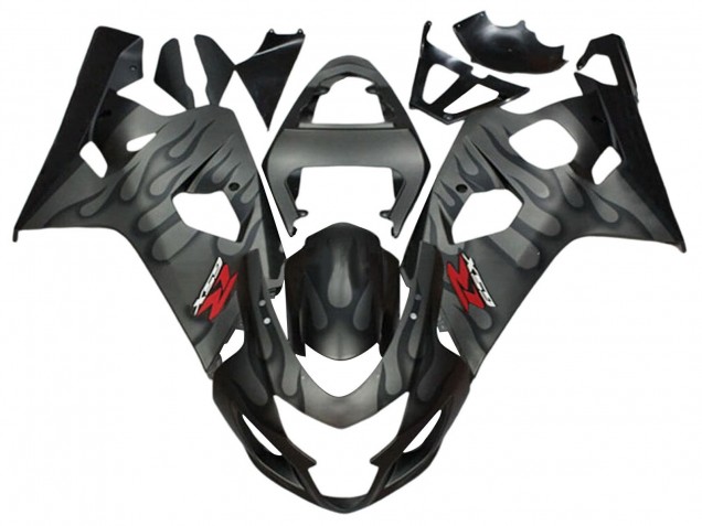 2004-2005 Suzuki GSXR 600 / GSXR 750 Motorcycle Fairings - Grey Black Flame Australia for Sale