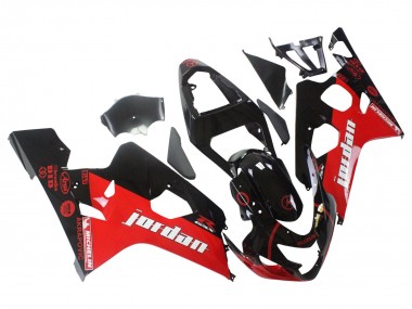 2004-2005 Suzuki GSXR 600 / GSXR 750 Motorcycle Fairings - Glossy Black Red Jordan Michelin Australia for Sale