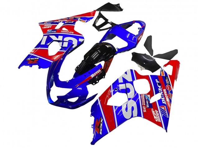 2004-2005 Suzuki GSXR 600 / GSXR 750 Motorcycle Fairings - Blue Red Black Motul Dunlop Australia for Sale