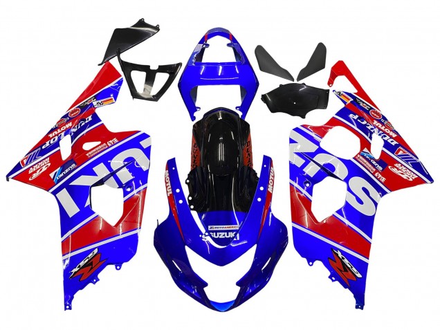 2004-2005 Suzuki GSXR 600 / GSXR 750 Motorcycle Fairings - Blue Red Black Motul Dunlop Australia for Sale