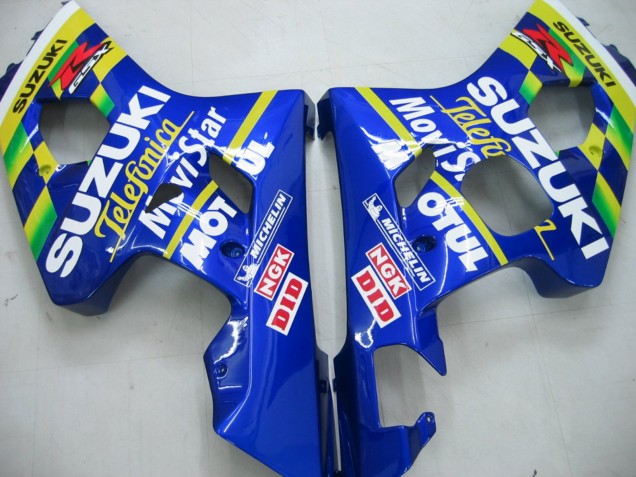 2004-2005 Suzuki GSXR 600 / GSXR 750 Motorcycle Fairings - Blue White Yellow Green Telefonica Motul MoviStar Australia for Sale