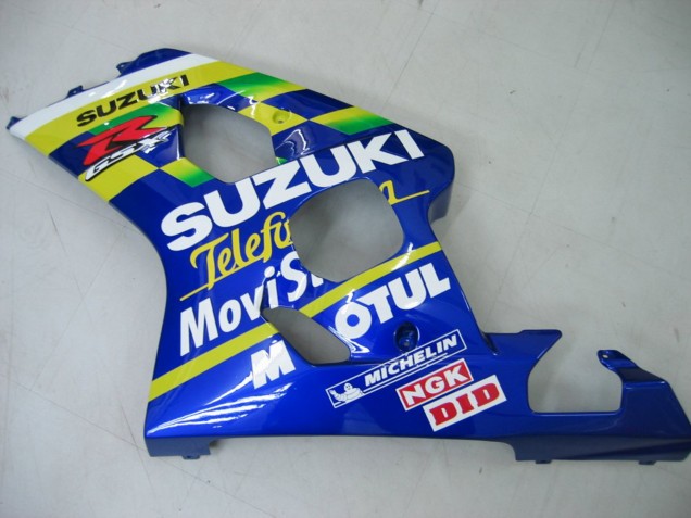 2004-2005 Suzuki GSXR 600 / GSXR 750 Motorcycle Fairings - Blue White Yellow Green Telefonica Motul MoviStar Australia for Sale