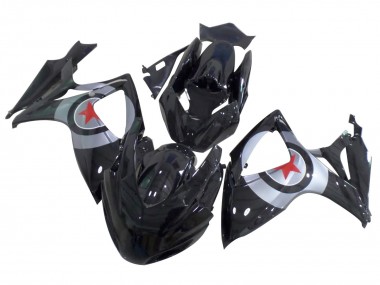 2004-2005 Suzuki GSXR 600 / GSXR 750 Motorcycle Fairings - Glossy Black Silver Red Star Australia for Sale