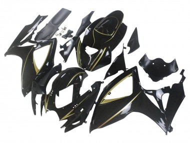 2006-2007 Suzuki GSXR 600 / GSXR 750 Motorcycle Fairings - Glossy Black Gold Stripe Australia for Sale