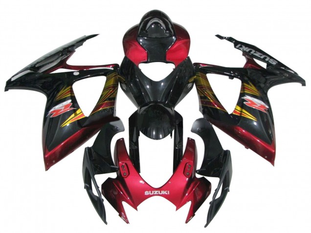 2006-2007 Suzuki GSXR 600 / GSXR 750 Motorcycle Fairing - Glossy Black Red Gold Australia for Sale