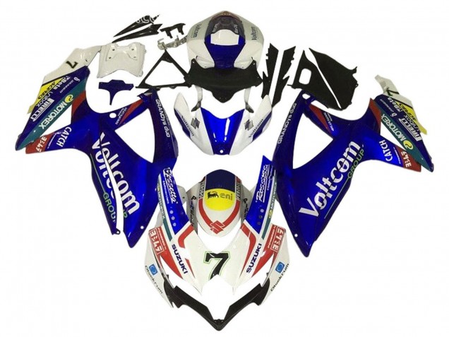 2006-2007 Suzuki GSXR 600 / GSXR 750 Motorcycle Fairings - White Blue Yellow Red Voltcom Australia for Sale