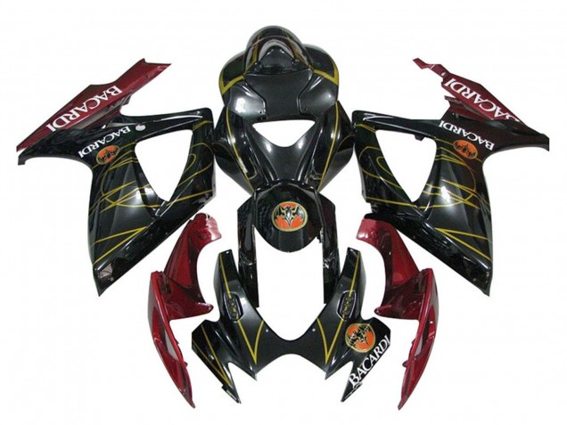 2006-2007 Suzuki GSXR 600 / GSXR 750 Motorcycle Fairings - Glossy Black Red Gold Australia for Sale