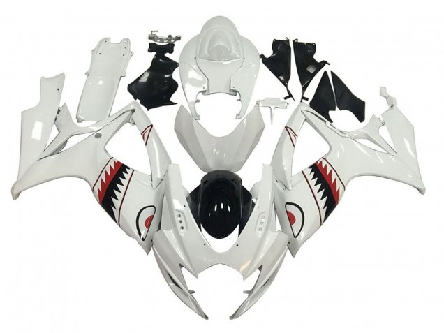 2006-2007 Suzuki GSXR 600 / GSXR 750 Motorcycle Fairings - White Red Black Shark Australia for Sale