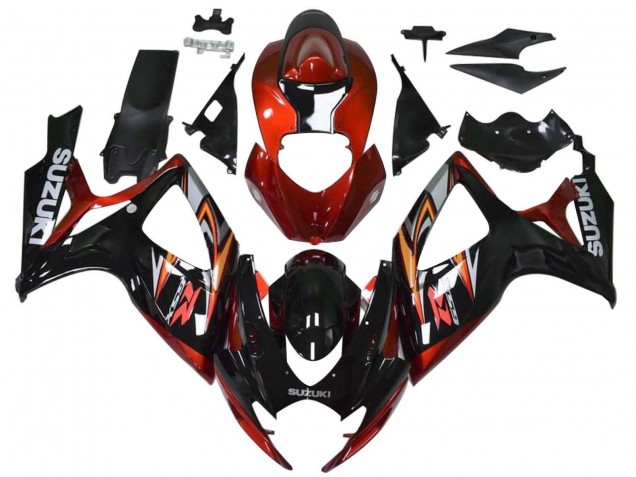 2006-2007 Suzuki GSXR 600 / GSXR 750 Motorcycle Fairings - Red Glossy Black Orange Australia for Sale