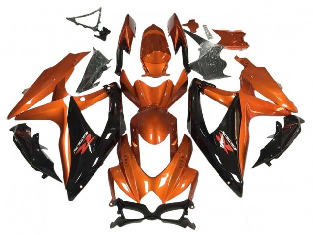 2008-2010 Suzuki GSXR 600 / GSXR 750 Motorcycle Fairing - Orange Glossy Black Australia for Sale