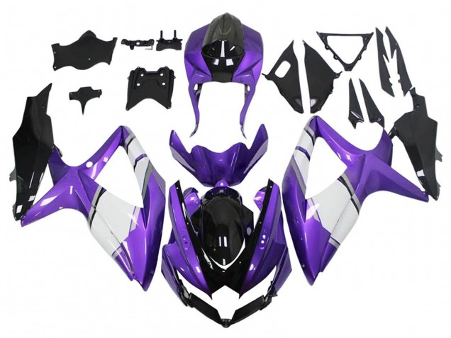 2008-2010 Suzuki GSXR 600 / GSXR 750 Motorcycle Fairings - Purple White Glossy Black Australia for Sale