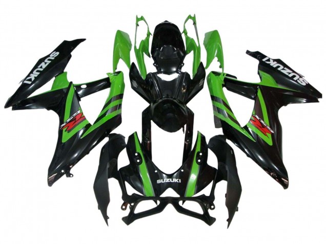 2008-2010 Suzuki GSXR 600 / GSXR 750 Motorcycle Fairings - Green Glossy Black Australia for Sale