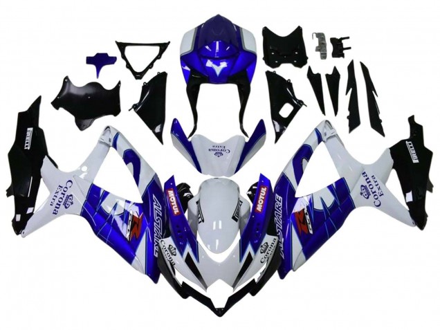 2008-2010 Suzuki GSXR 600 / GSXR 750 Motorcycle Fairings - White Blue Matte Black Red Motul Australia for Sale