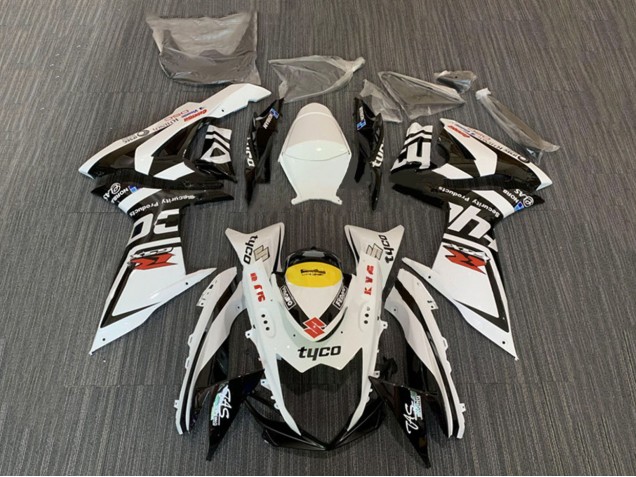 2008-2010 Suzuki GSXR 600 / GSXR 750 Motorcycle Fairings - White Yellow Black Tyco Australia for Sale