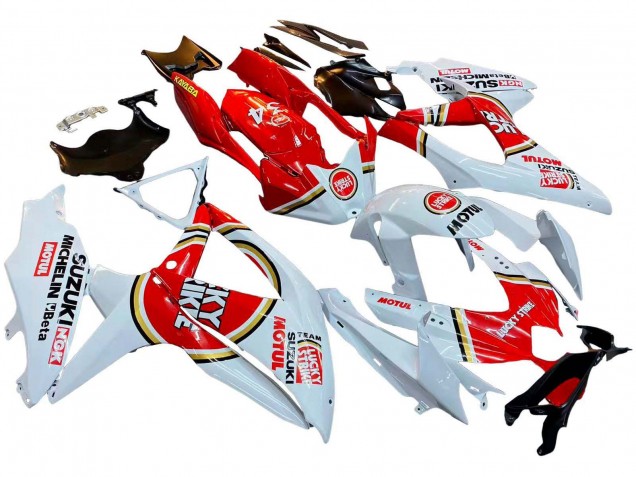2008-2010 Suzuki GSXR 600 / GSXR 750 Motorcycle Fairings - White Red Motul Lucky Strike Australia for Sale