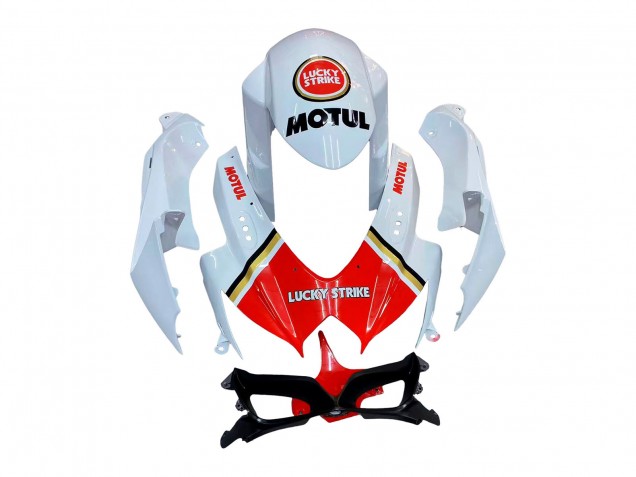 2008-2010 Suzuki GSXR 600 / GSXR 750 Motorcycle Fairings - White Red Motul Lucky Strike Australia for Sale