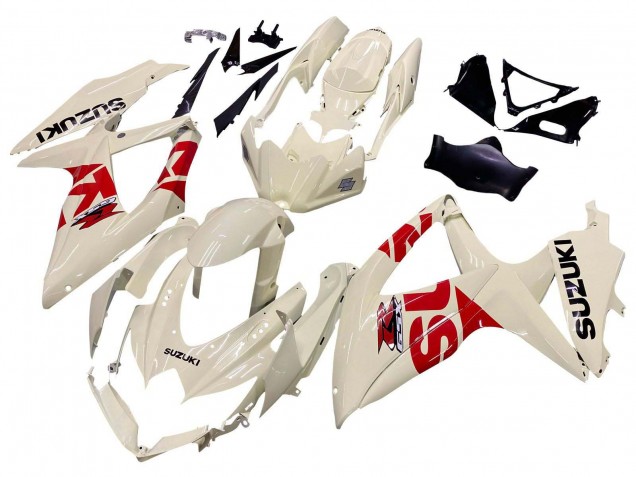 2008-2010 Suzuki GSXR 600 / GSXR 750 Motorcycle Fairings - Cream White Red Black Australia for Sale